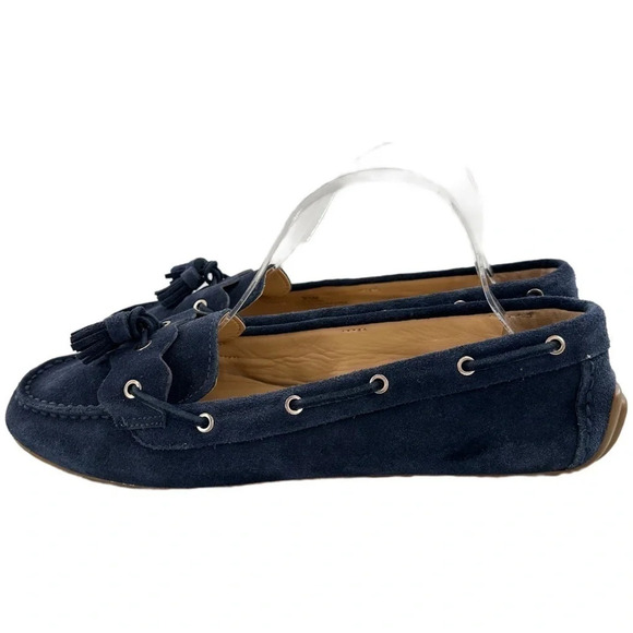 Talbots womens flats size 9.5 navy blue suede tassel driving loafers - Picture 3 of 14